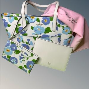 Kate Spade Floral Tote 4 Piece Set - Blue and White